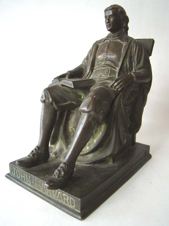 A single JOHN HARVARD bronze bookend by Jennings Brothers circa 1920